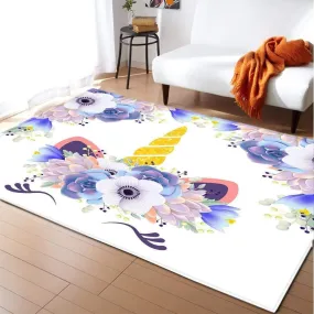 Flowered Unicorn Rug