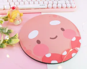 Gingie Mouse Pad │ Cute Kawaii Gingerbread Desk Mat │ Round Christmas Mouse Mat