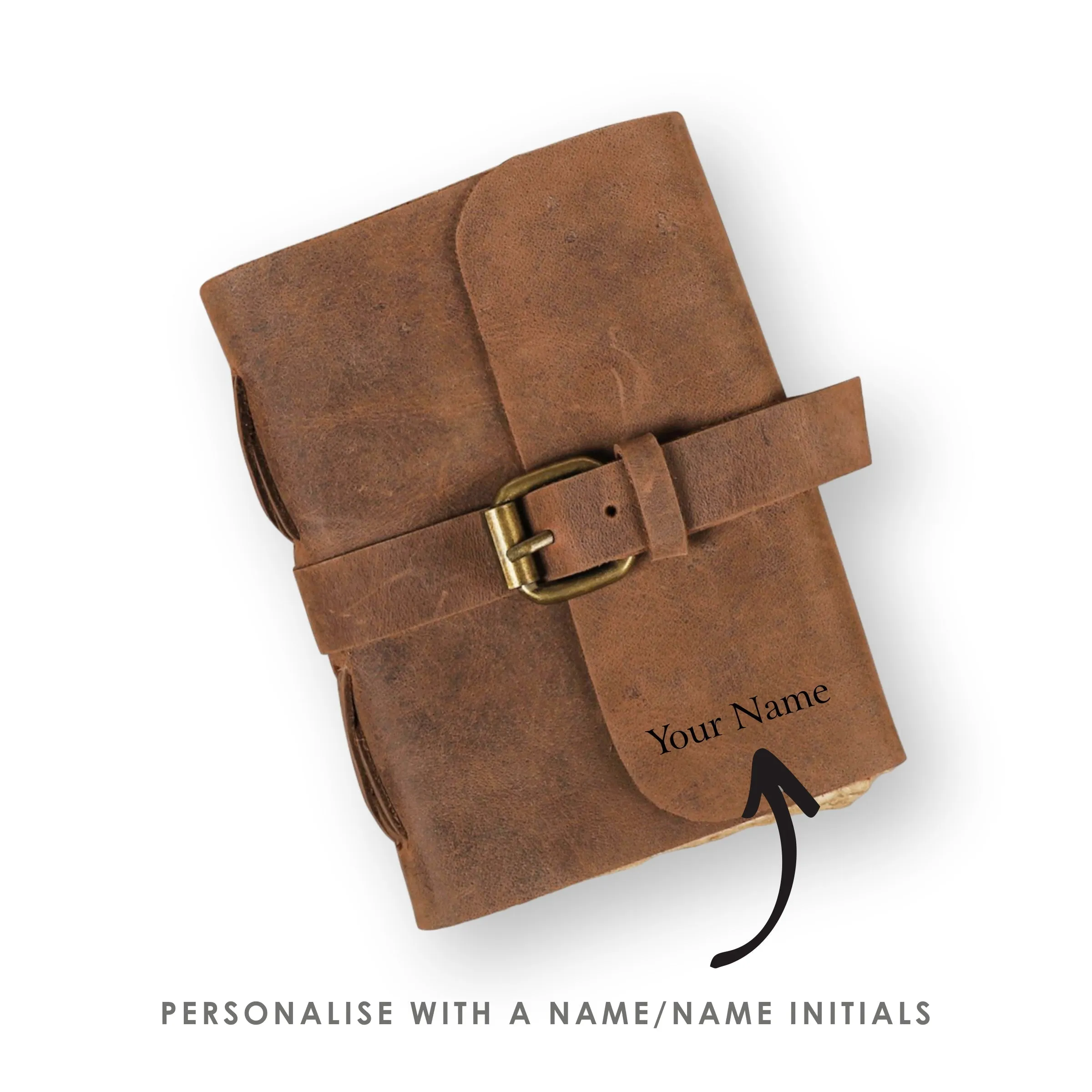 Handmade Leather Journal with Belt Closure | 4x6 Inches | Black