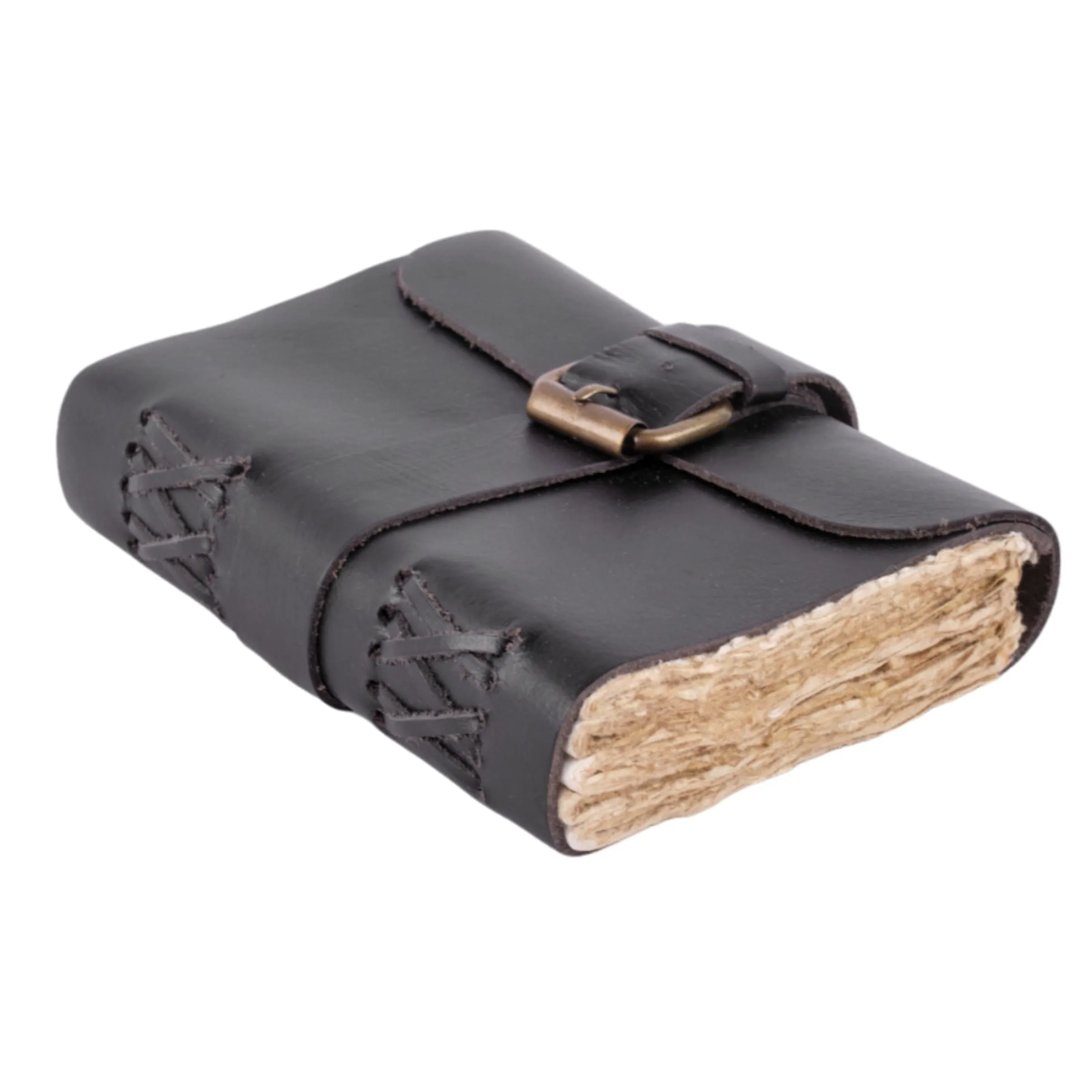 Handmade Leather Journal with Belt Closure | 4x6 Inches | Black