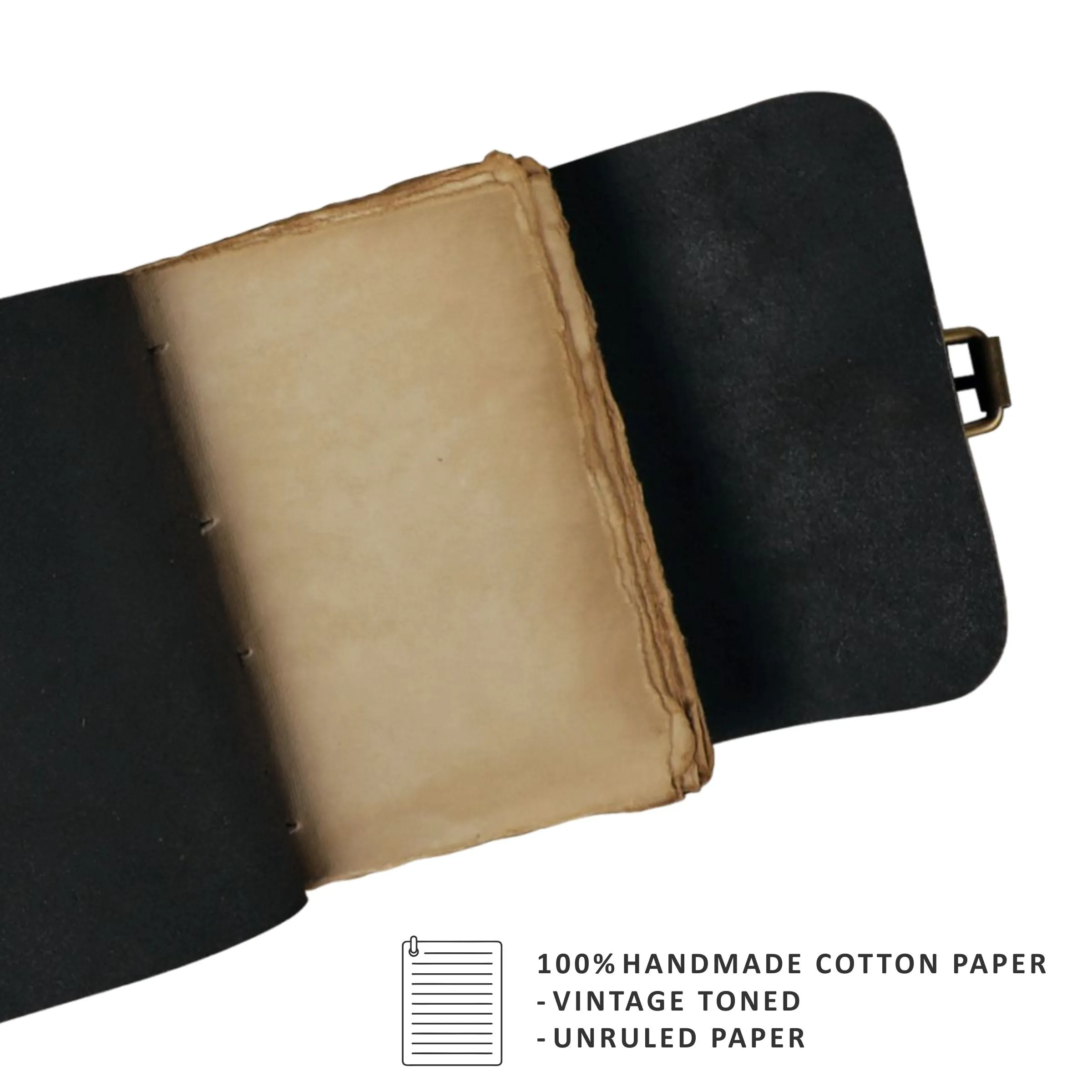 Handmade Leather Journal with Belt Closure | 4x6 Inches | Black