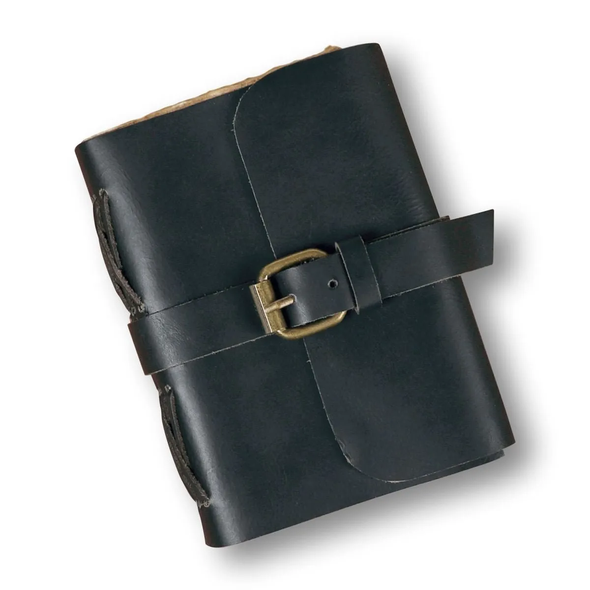 Handmade Leather Journal with Belt Closure | 4x6 Inches | Black