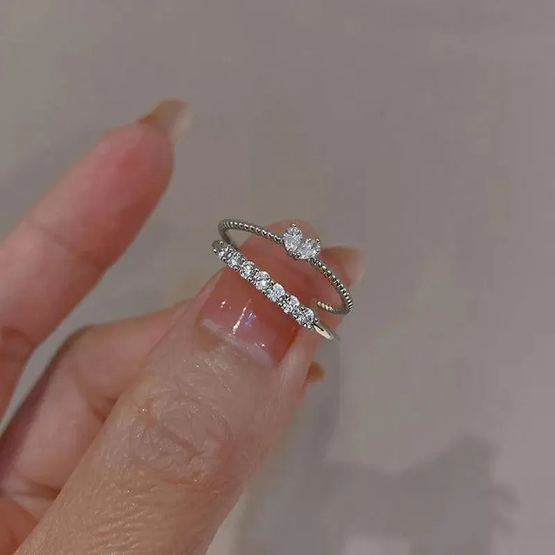 Heart-shaped Zircon Ring: Elegant Wedding Band with Mood Tracker - Ideal Gift for Women