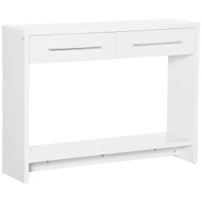 HOMCOM Console Tables, Hallway Table w/ Drawers and Shelf for Living Room,White