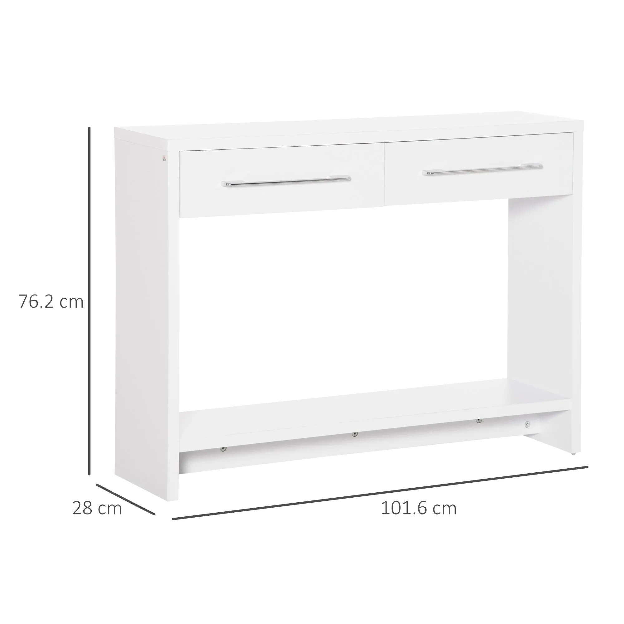 HOMCOM Console Tables, Hallway Table w/ Drawers and Shelf for Living Room,White