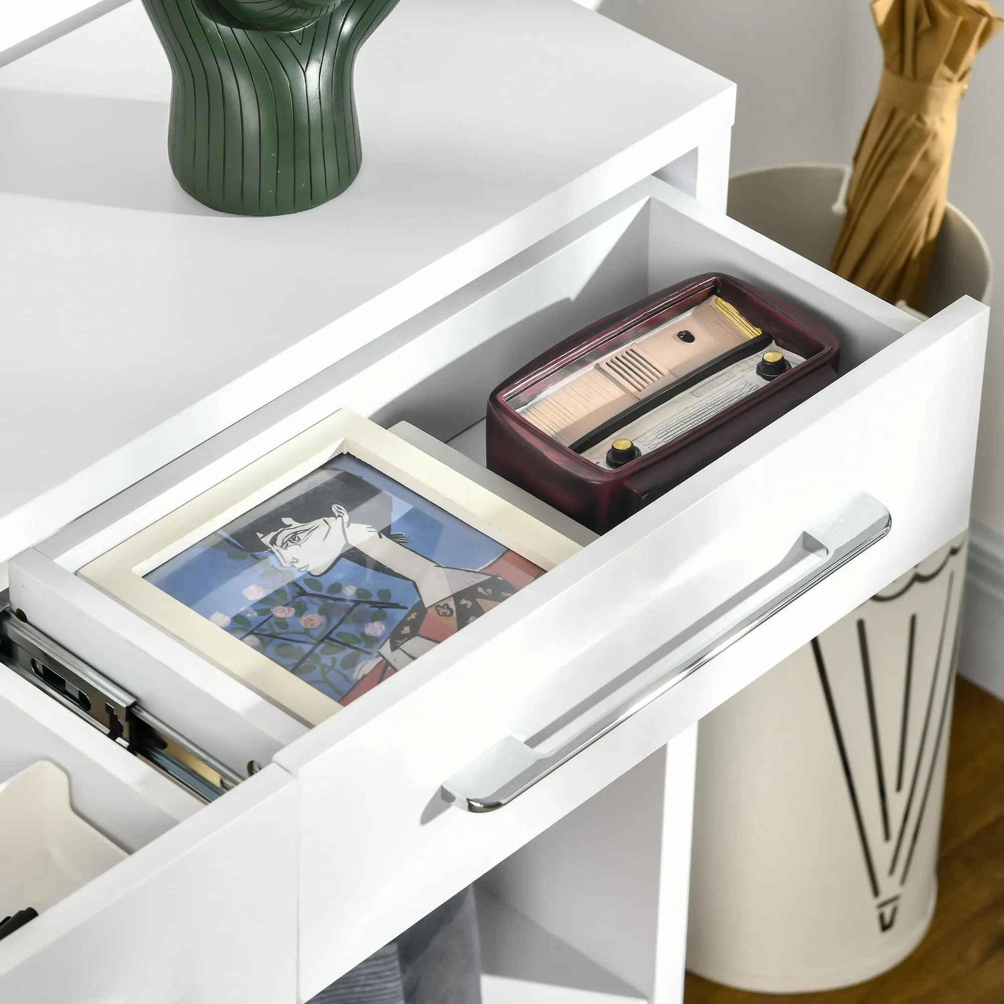 HOMCOM Console Tables, Hallway Table w/ Drawers and Shelf for Living Room,White