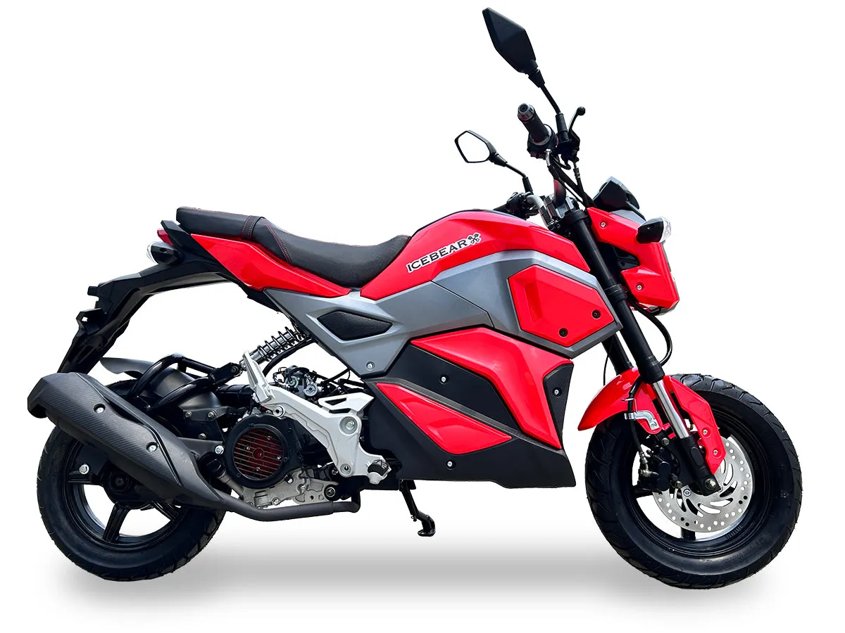 Ice Bear PMZ150-M1, Mini Max Scooter, Automatic Trans, Electric Start, Front Disc Brake, 12-inch rims, California Legal.