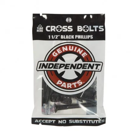 Independent 1.5 inch black phillips countersunk skateboard bolts