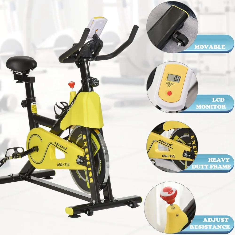 Indoor Exercise Bike with Belt Drive Adjustable Resistance Seat Handlebar