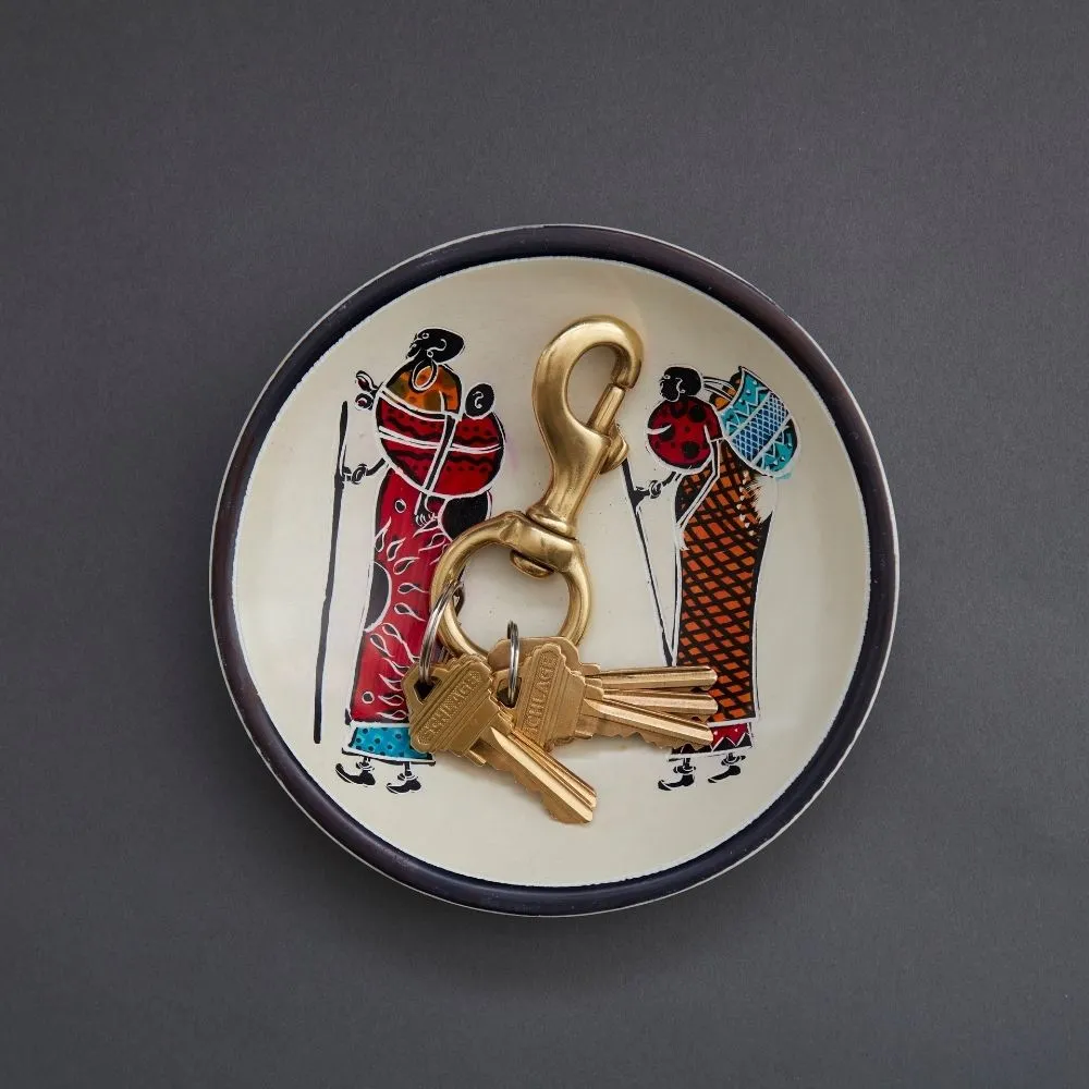 Kisii Stone African Women Round Paper Clips Ring Dish