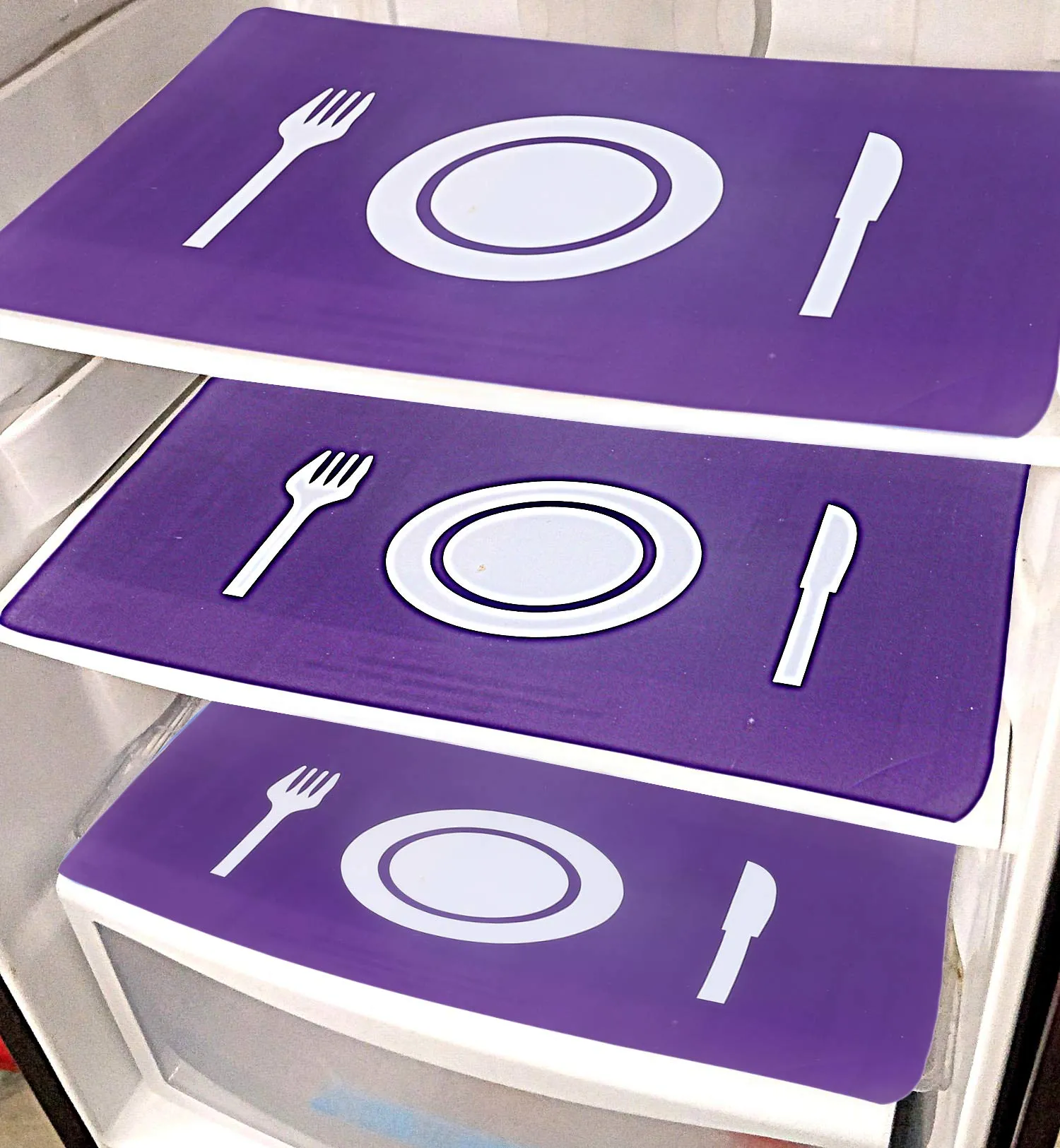 Kuber Industries Plate Design PVC 6 Pieces Fridge Mats (Purple) - CTKTC021858