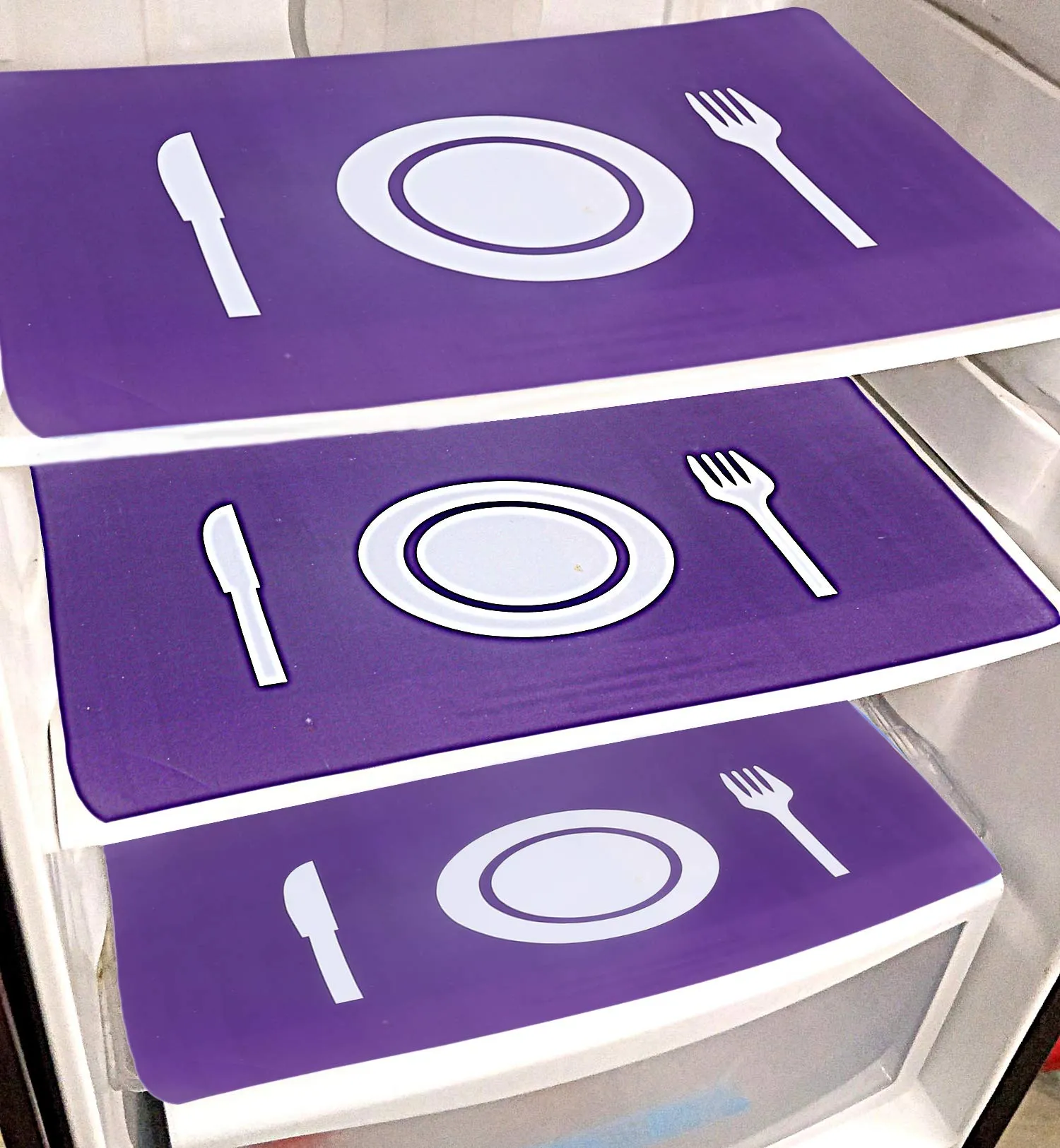 Kuber Industries Plate Design PVC 6 Pieces Fridge Mats (Purple) - CTKTC21860