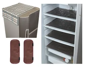 Kuber Industries PVC 3 Pieces Fridge Mats, 2 Pieces Handle Cover and 1 Piece Fridge Top Cover (Multi) - CTKTC8008,Standard