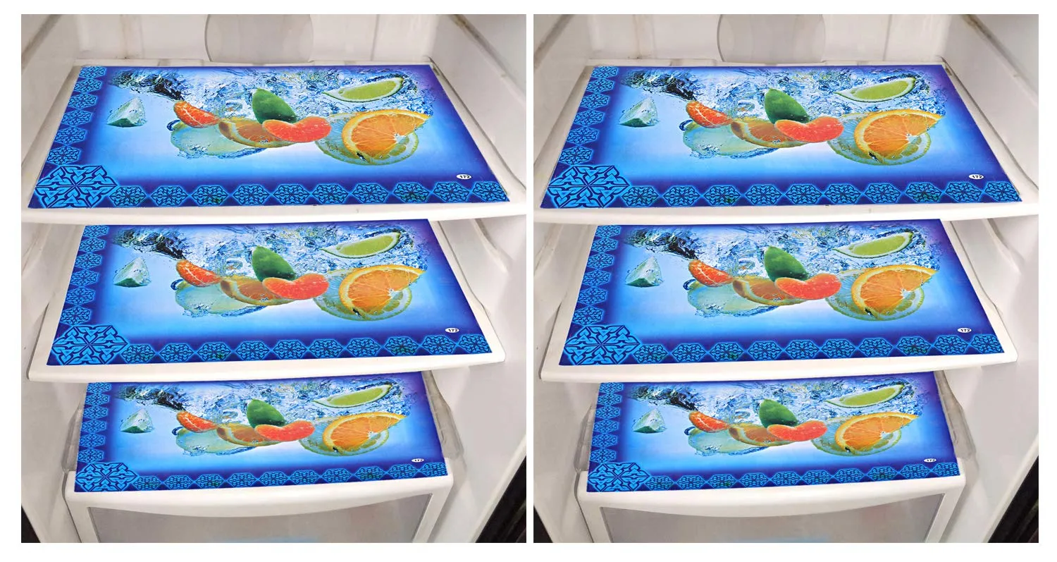 Kuber Industries PVC 6 Pieces Reversible Fridge Drawer Mats (Multi) -CTKTC7059 (Model Number: CTKTC07059)