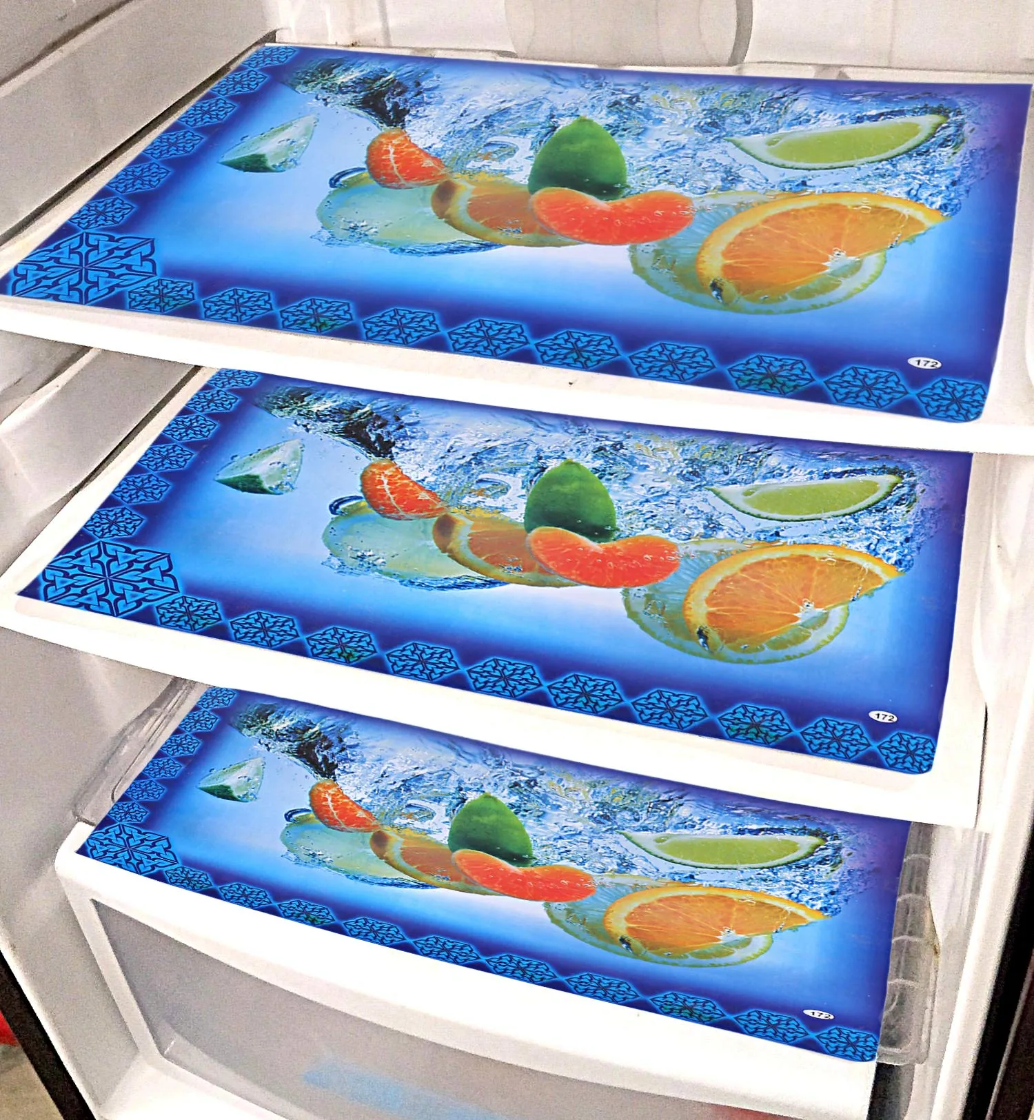 Kuber Industries PVC 6 Pieces Reversible Fridge Drawer Mats (Multi) -CTKTC7059 (Model Number: CTKTC07059)