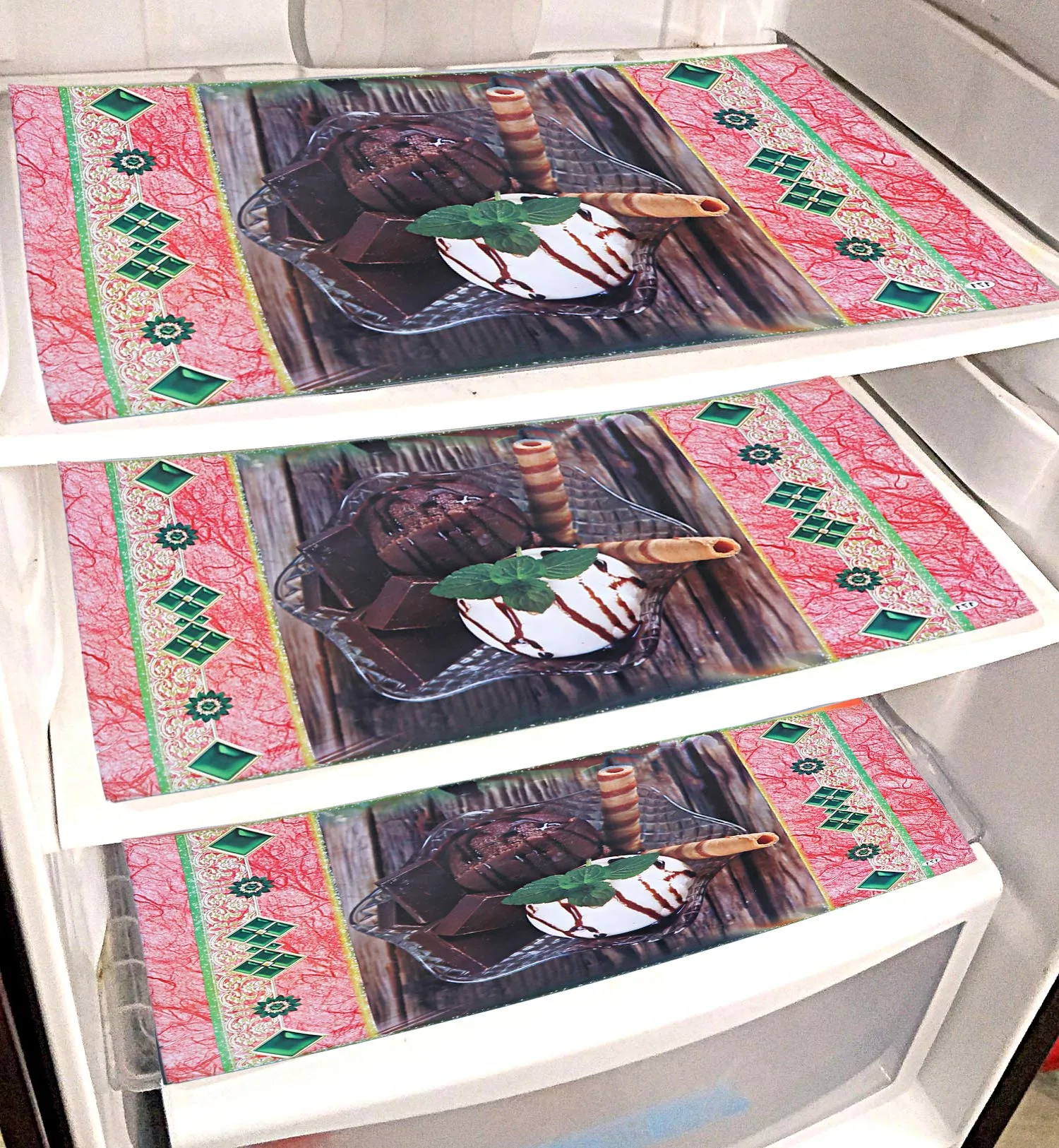 Kuber Industries PVC 6 Pieces Reversible Fridge Drawer Mats (Multi) -CTKTC7059 (Model Number: CTKTC07059)