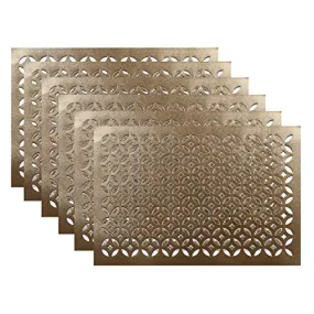 Kuber Industries PVC Soft Leather 6 Pieces Dining Table Placemat Set (Gold) -CTLTC11338