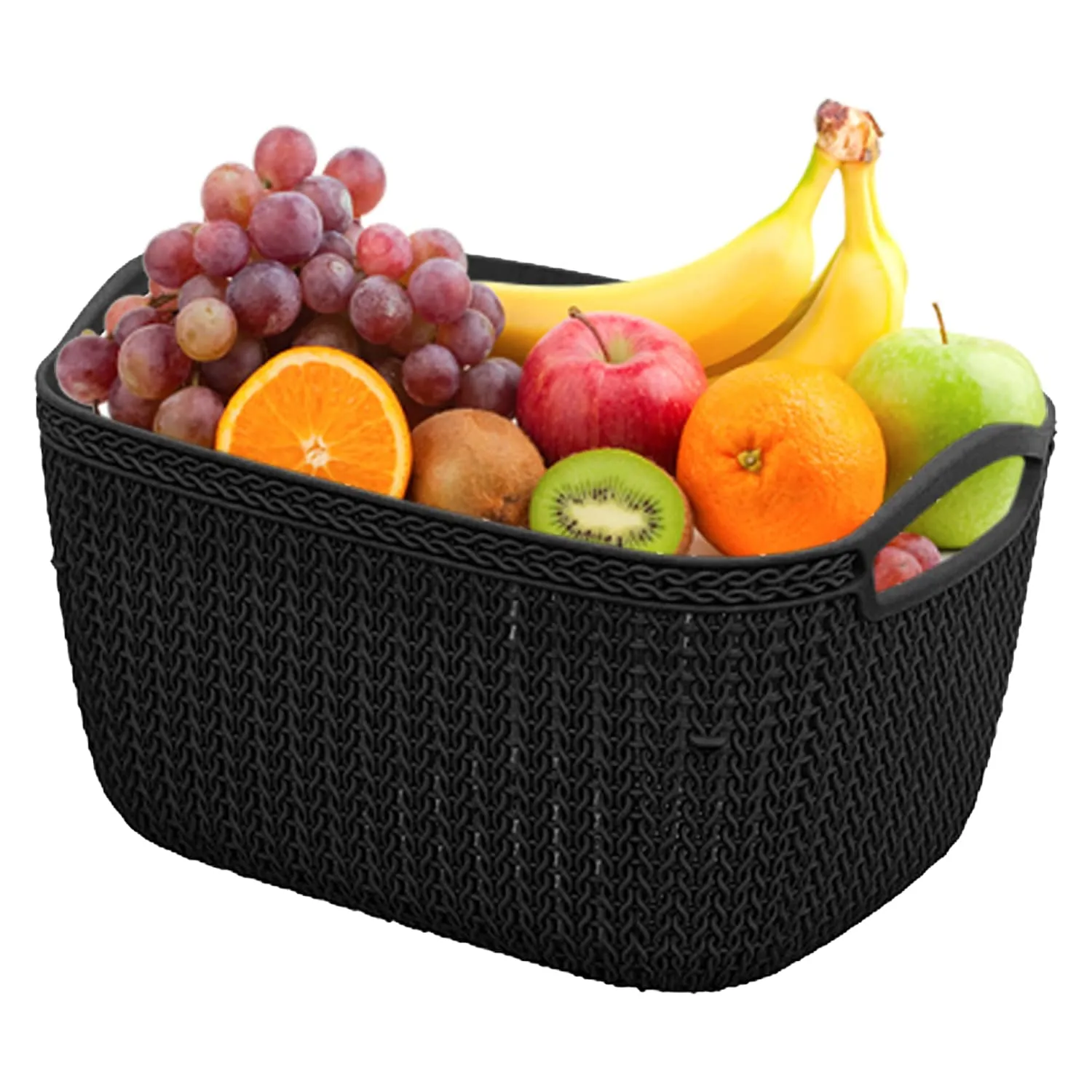Kuber Industries Unbreakable Plastic 2 Pieces Multipurpose Large Size Flexible Storage Baskets/Fruit Vegetable Kitchen Organizer with Handles (Assorted) - CTKTC030617