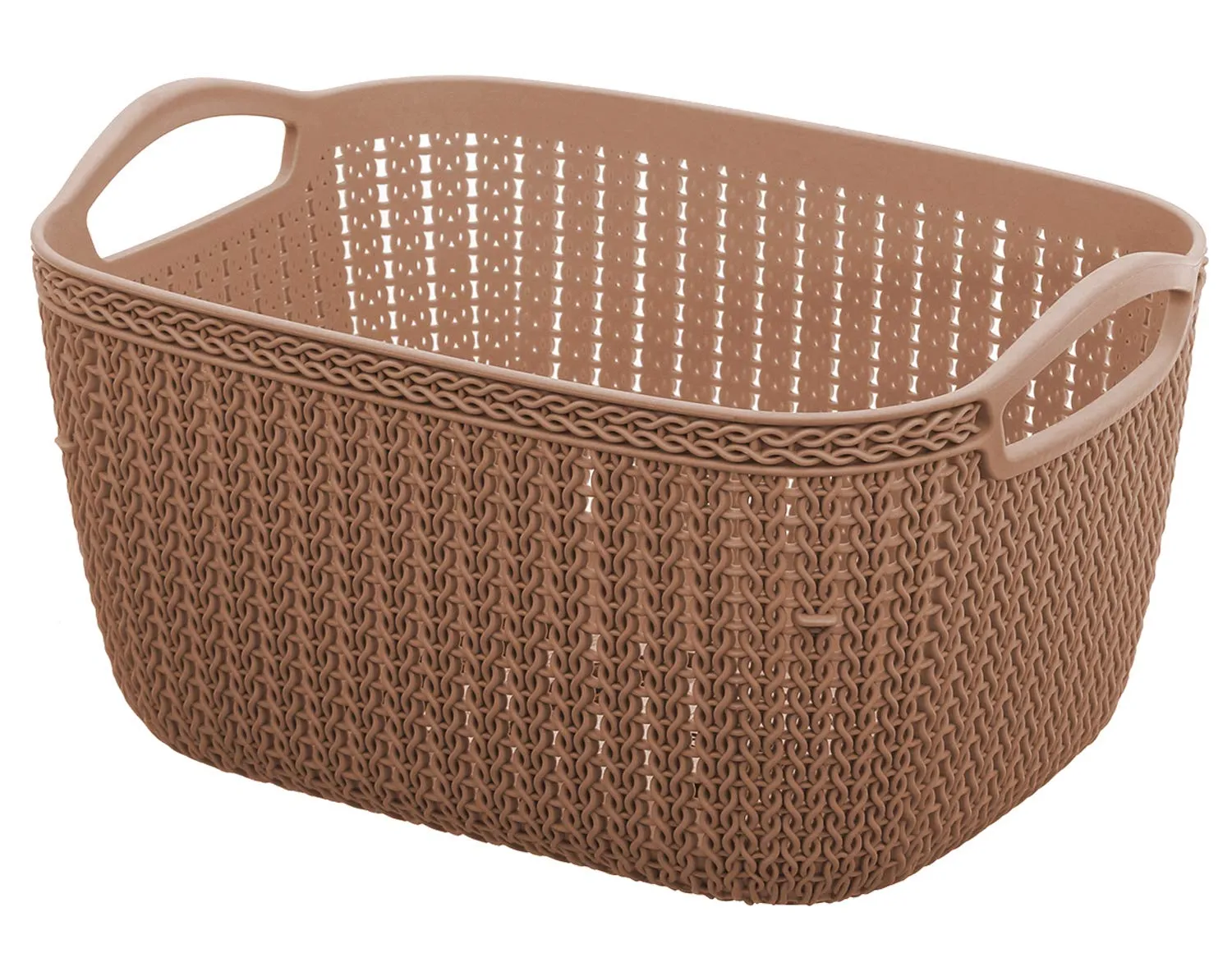 Kuber Industries Unbreakable Plastic 2 Pieces Multipurpose Medium Size Flexible Storage Baskets/Fruit Vegetable Bathroom Stationary Home Basket with Handles (Brown) -CTKTC39046