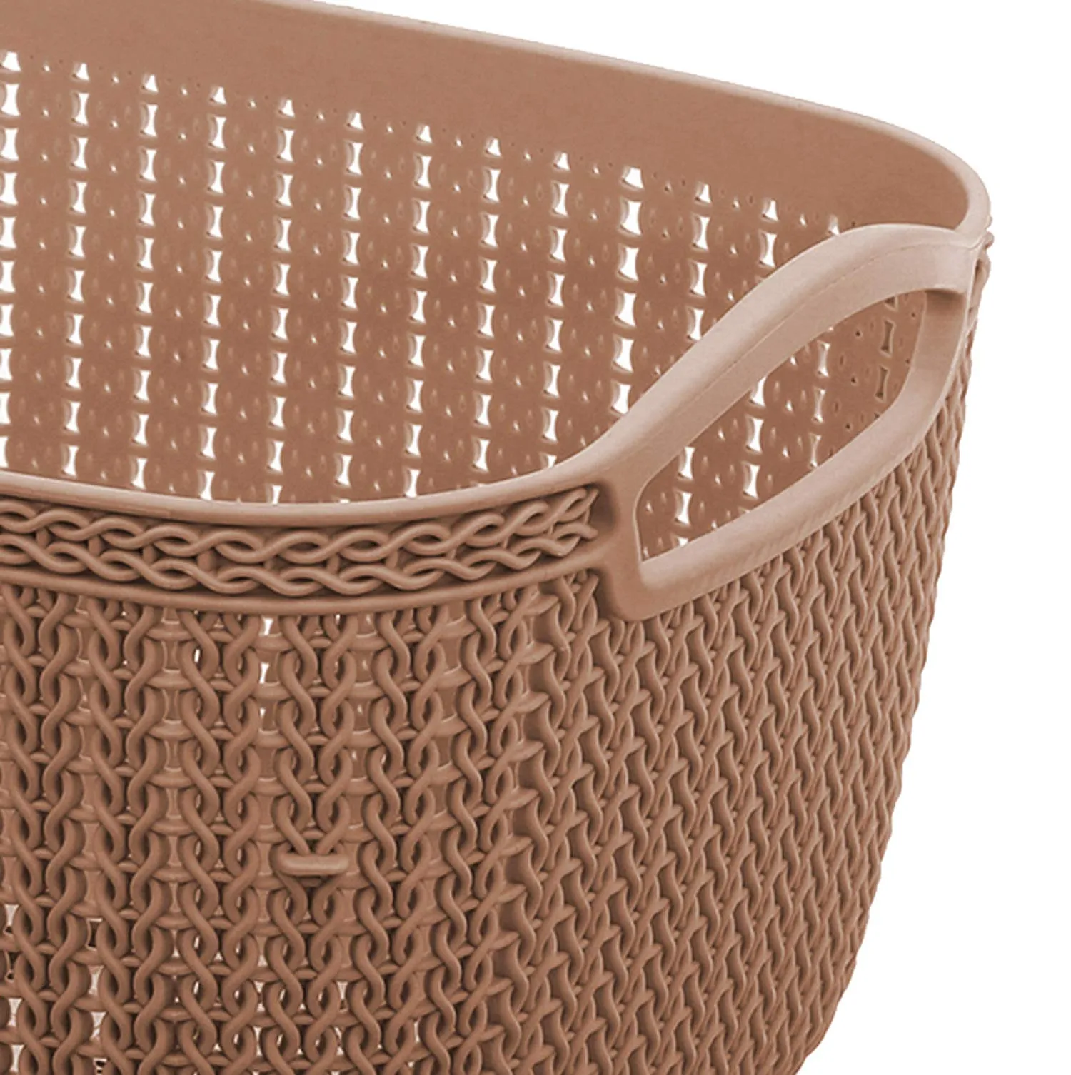 Kuber Industries Unbreakable Plastic 2 Pieces Multipurpose Medium Size Flexible Storage Baskets/Fruit Vegetable Bathroom Stationary Home Basket with Handles (Brown) -CTKTC39046