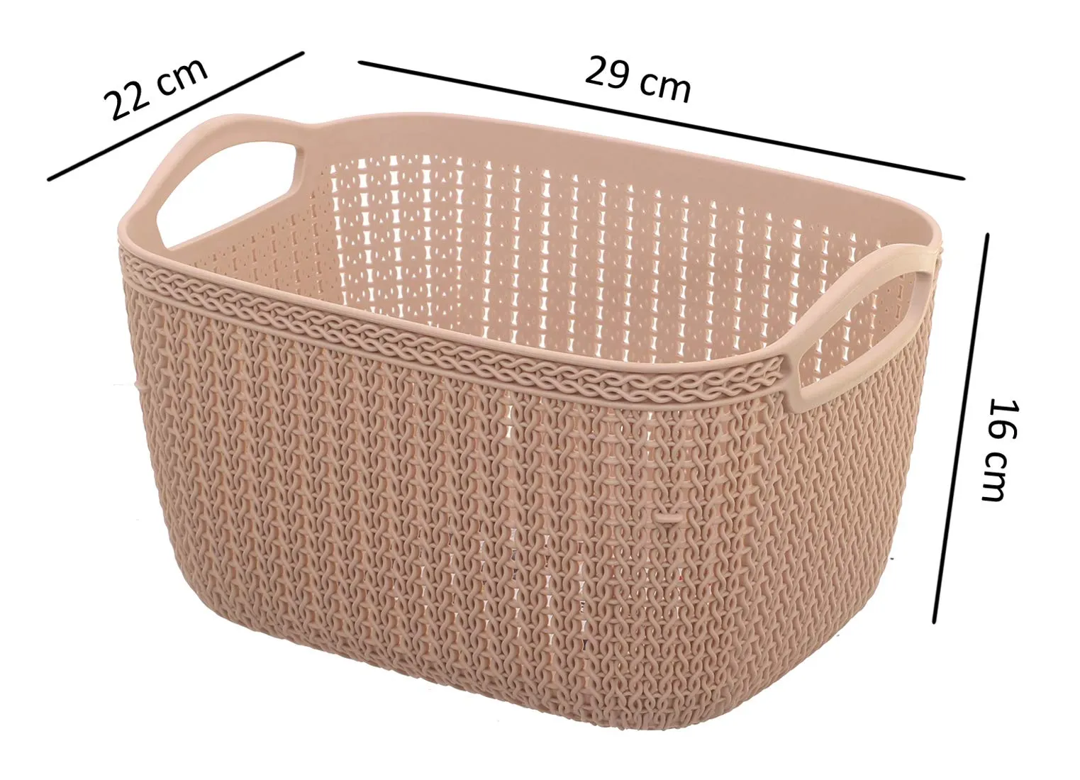 Kuber Industries Unbreakable Plastic 4 Pieces Multipurpose Large Size Flexible Storage Baskets/Fruit Vegetable Bathroom Stationary Home Basket with Handles (Peach & Brown) -CTKTC37860