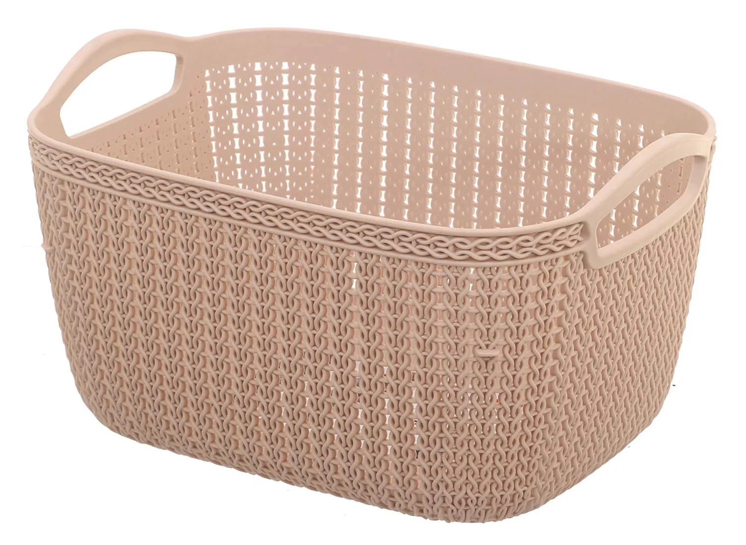 Kuber Industries Unbreakable Plastic 4 Pieces Multipurpose Large Size Flexible Storage Baskets/Fruit Vegetable Bathroom Stationary Home Basket with Handles (Peach & Brown) -CTKTC37860