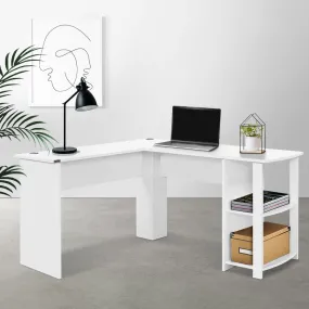 L-Shape Computer Desk with Shelves, White, 136CM - Artiss