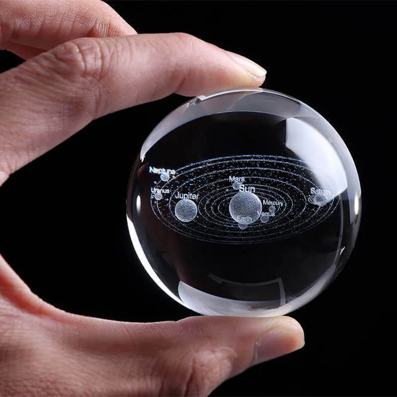 Laser Engraved Solar/Galaxy System 3D Crystal Ball