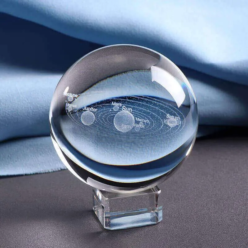 Laser Engraved Solar/Galaxy System 3D Crystal Ball