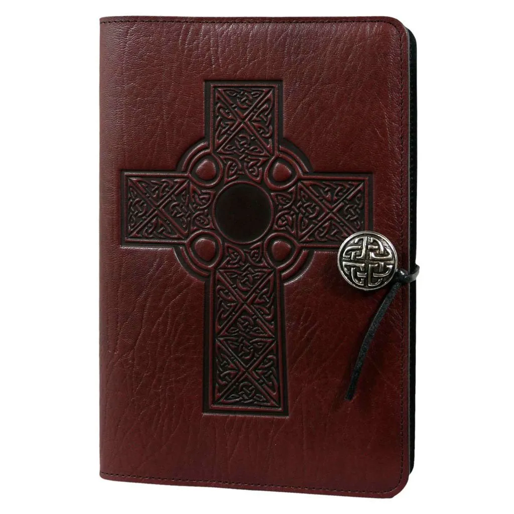 Leather Refillable Journal Notebook, Celtic Cross