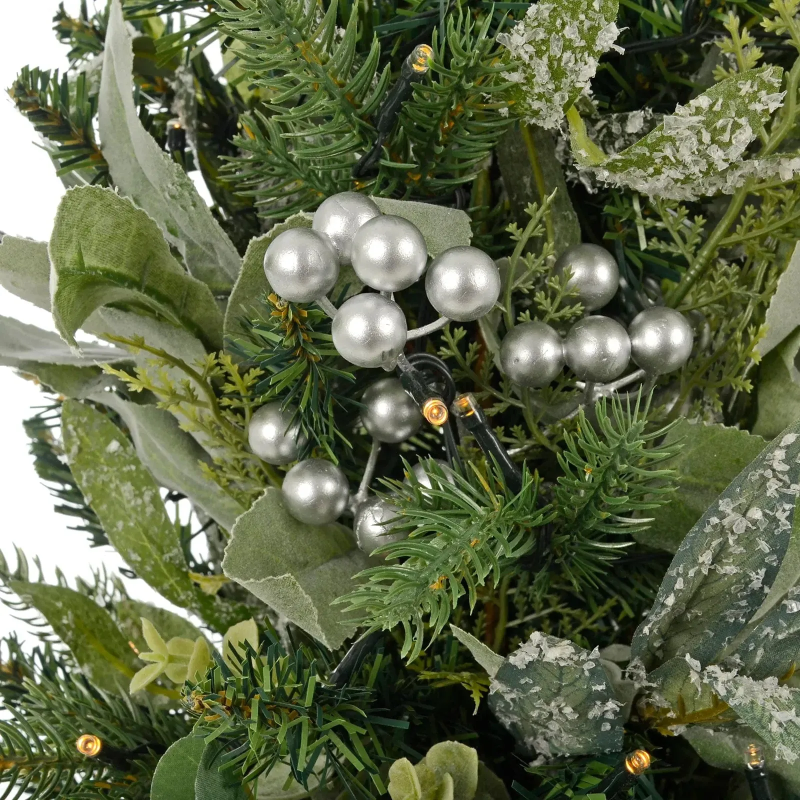 Light Up Mini Christmas Tree Silver Berries Frosted Green 60cm