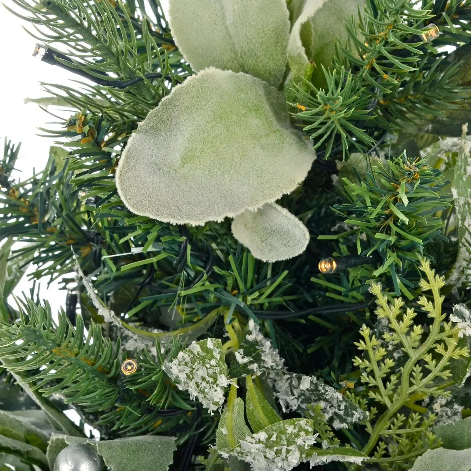 Light Up Mini Christmas Tree Silver Berries Frosted Green 60cm