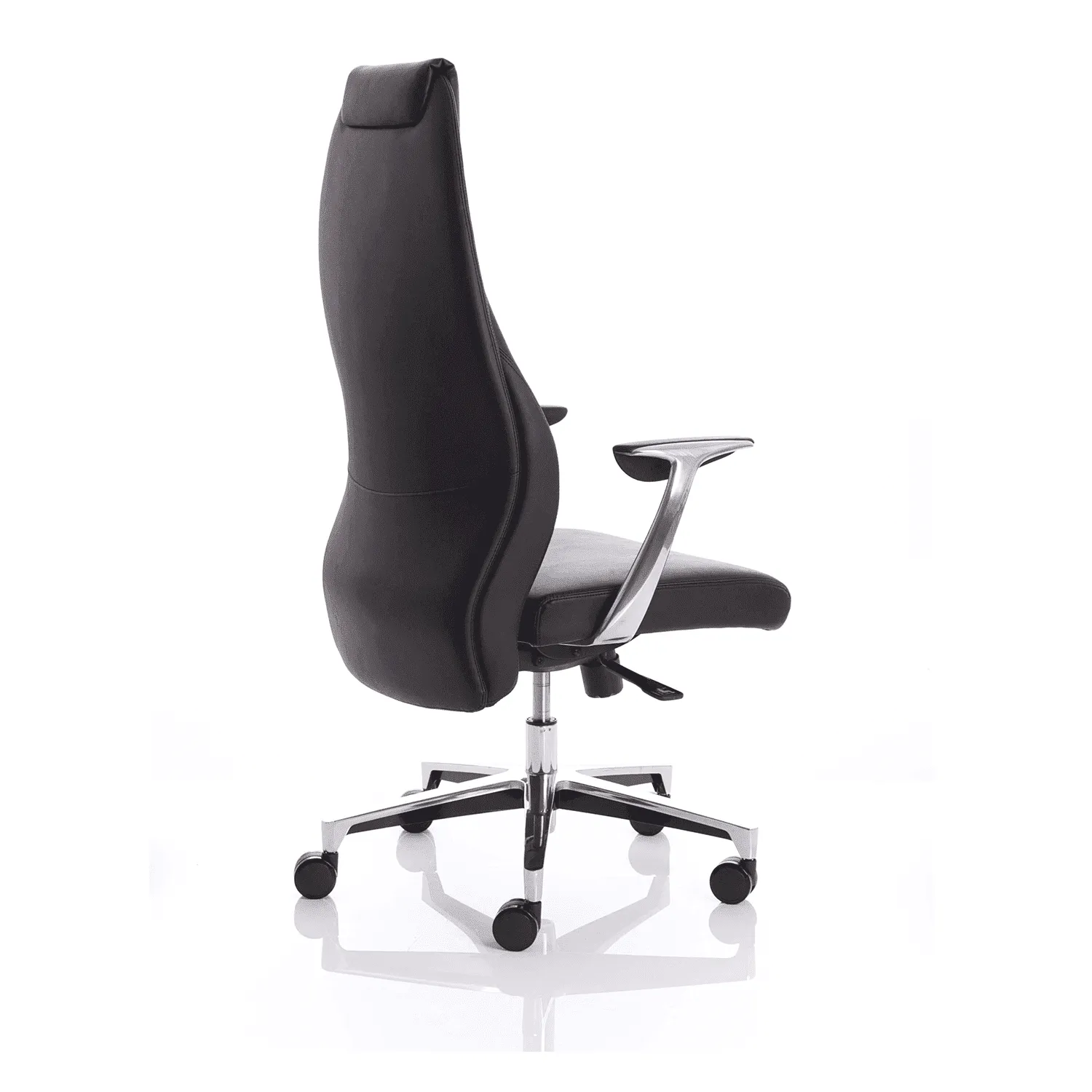 Mien High Back Leather Executive Office Chair - Soft Bonded, Chrome Frame, 125kg Capacity, 8hr Usage, 5yr Mechanism & 2yr Fabric Warranty
