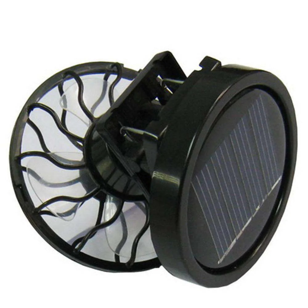 Mini Clip-on Solar Power Cell Travel Cooling Cool Fan - Black