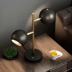 Modern Black Table Lamp with Domed Metal Shade - 2 Lights for Bedside Nightstand