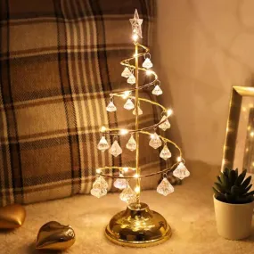Modern LED Crystal Desk Lamp: Silver/Gold Christmas Tree Design for Bedroom