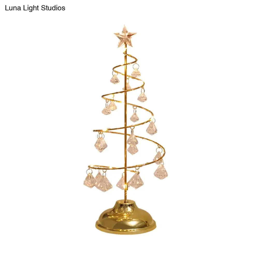 Modern LED Crystal Desk Lamp: Silver/Gold Christmas Tree Design for Bedroom