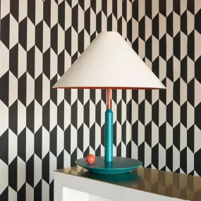 Modern Tapered Task Light - White 1-Head Desk Lamp with Green Metal Base