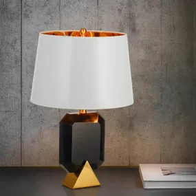 Modern White Desk Lamp with Geometric Marble Column - 1-Light Table Light