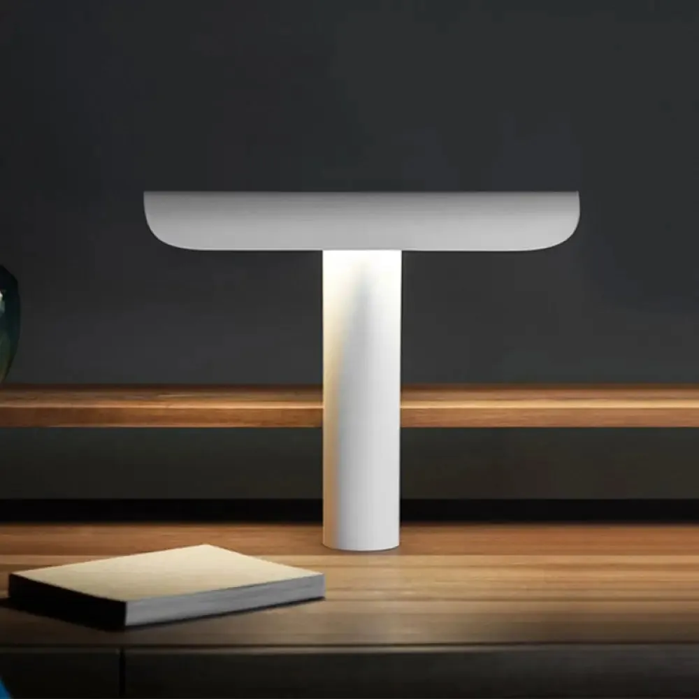 Modern White Finish Cheese Night Table Lamp with LED Iron Desk Light and Plug-In Cord