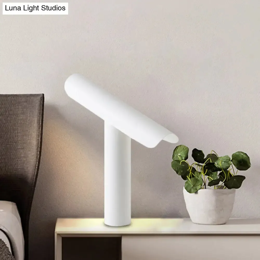 Modern White Finish Cheese Night Table Lamp with LED Iron Desk Light and Plug-In Cord
