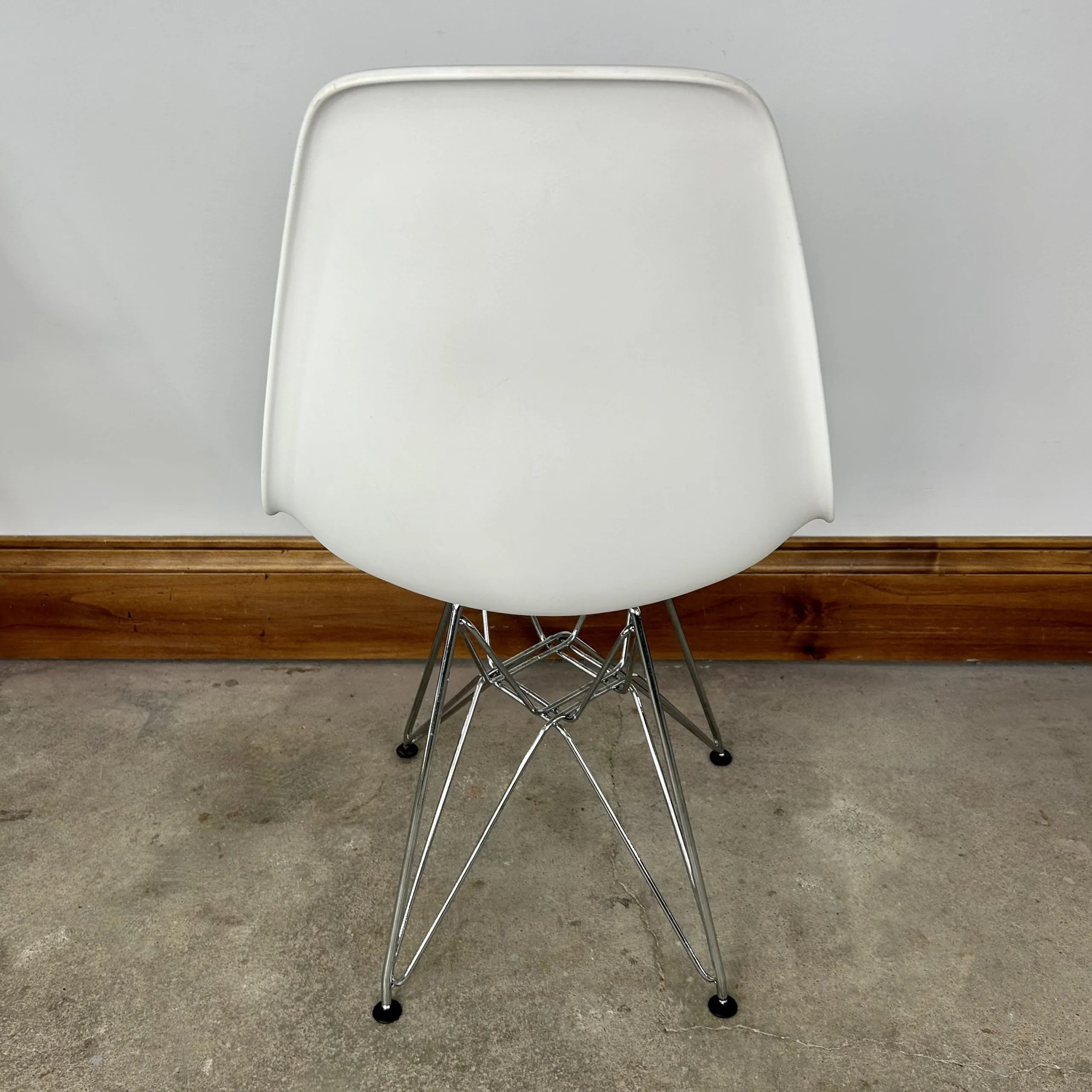 Modway Paris Chairs, White with Chrome Base, Eames Knockoff, Set of Three