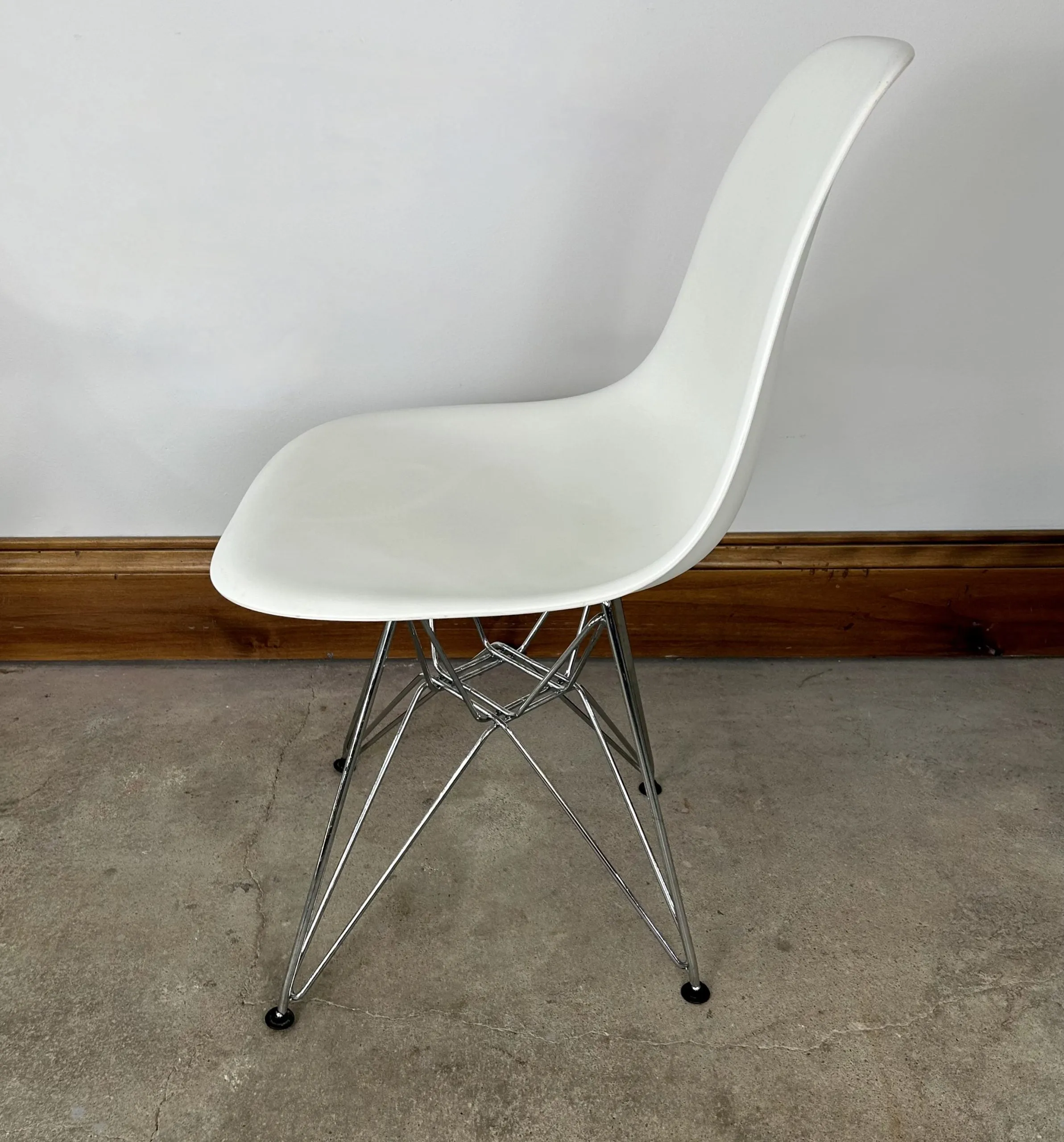 Modway Paris Chairs, White with Chrome Base, Eames Knockoff, Set of Three