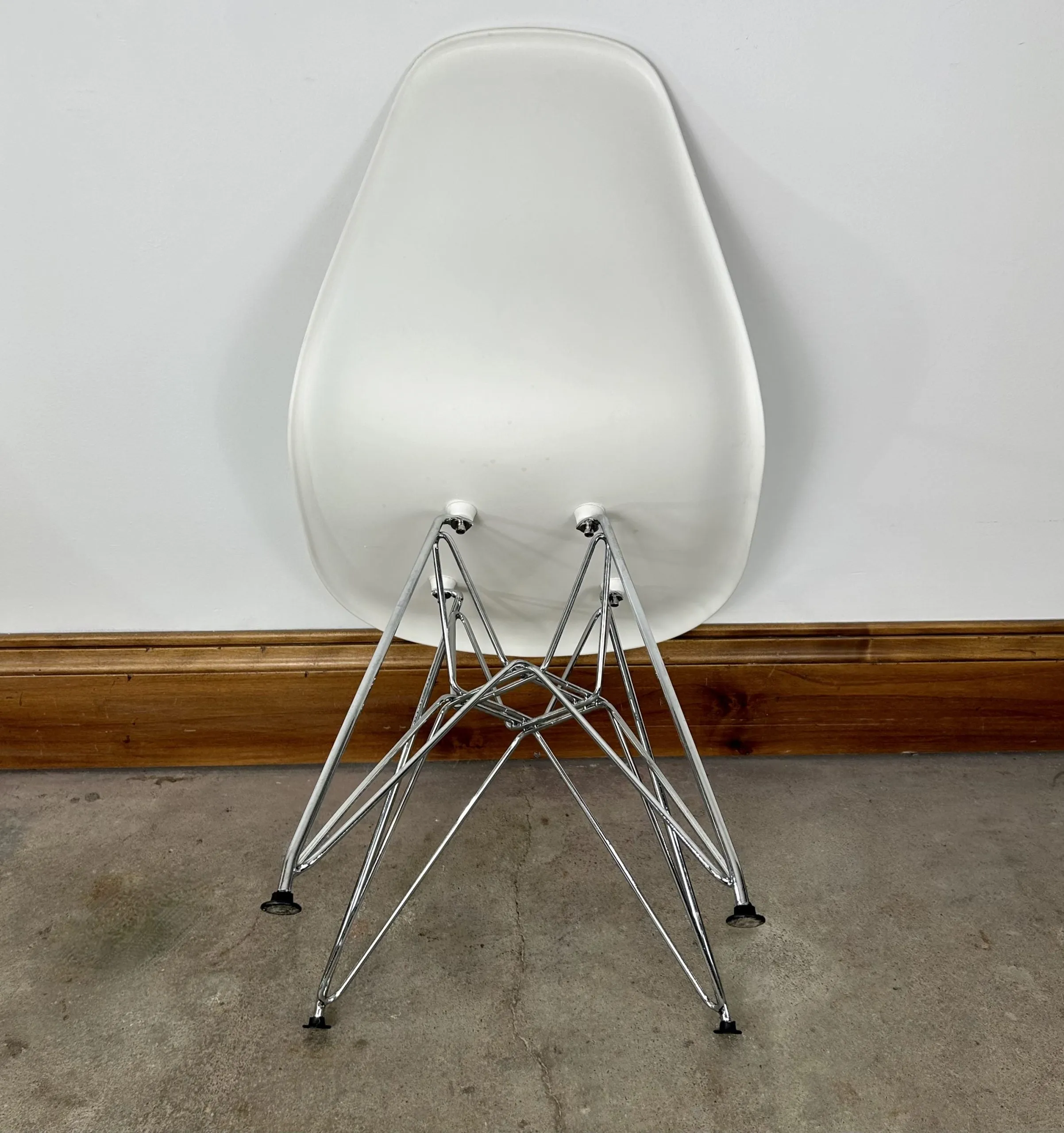 Modway Paris Chairs, White with Chrome Base, Eames Knockoff, Set of Three
