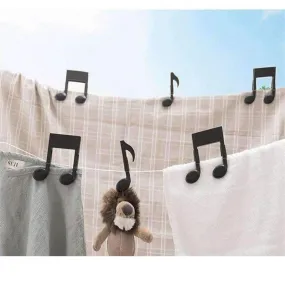 Music Notes Black Clips/Pegs - Set of 2