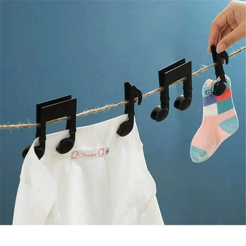 Music Notes Black Clips/Pegs - Set of 2