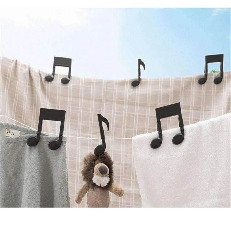 Music Notes Black Clips/Pegs - Set of 2