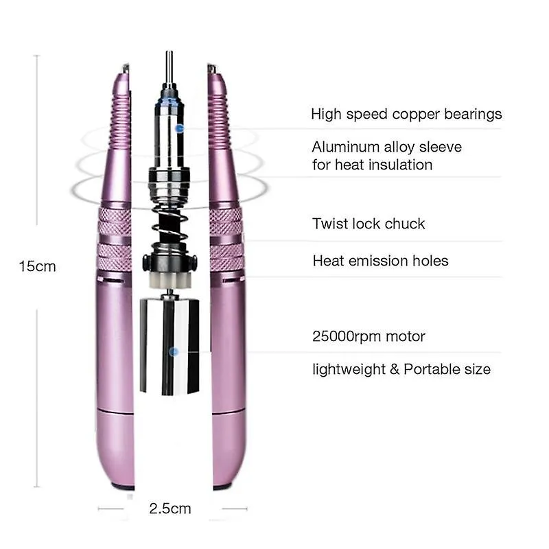 Nail dryers 35000/25000rpm portable profession salon|electric nail drill machinl pink