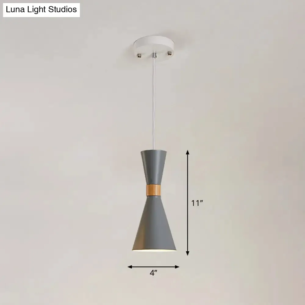 Nordic Metallic Hourglass Pendant Light - Stylish 1-Light Bedside Hanging Ceiling Fixture