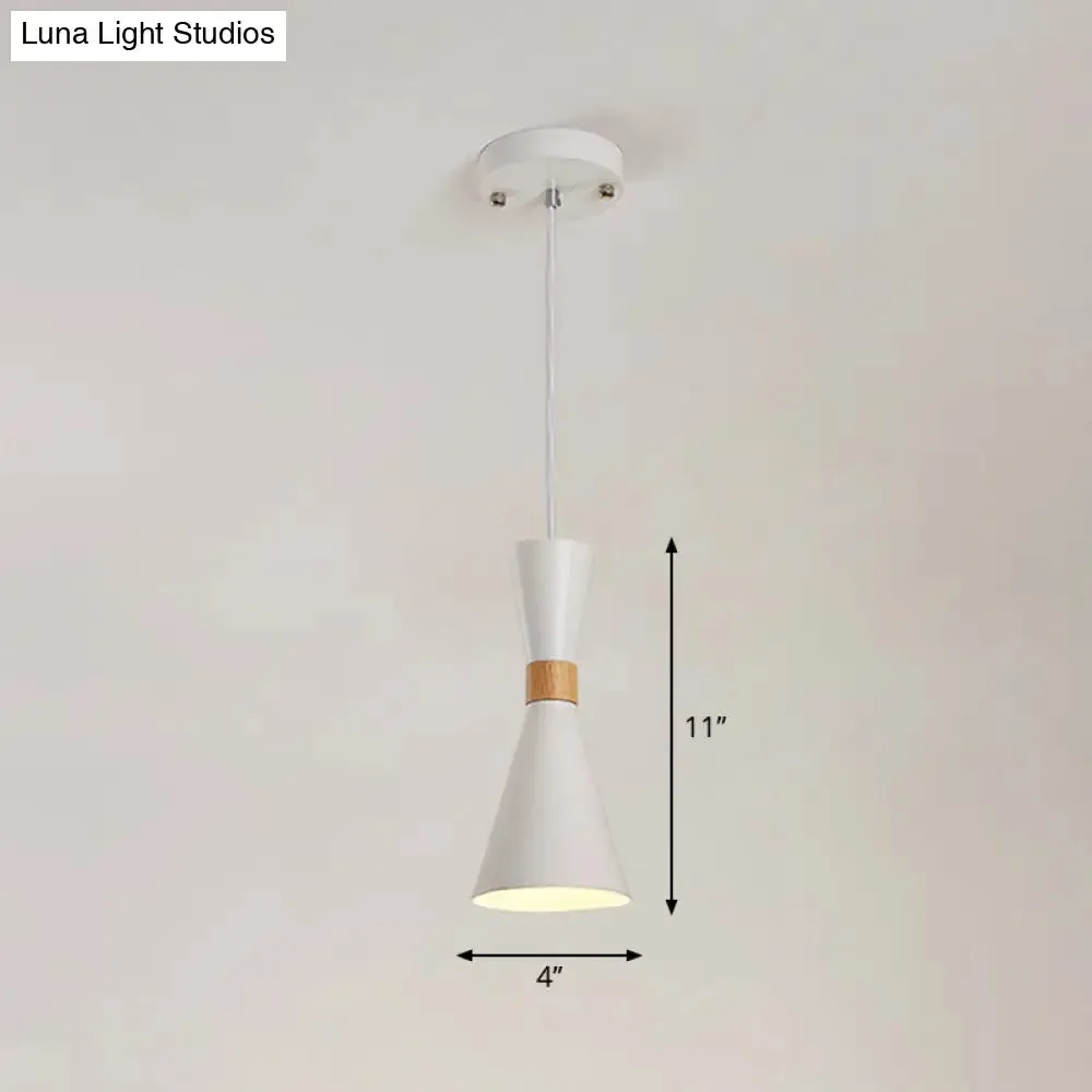 Nordic Metallic Hourglass Pendant Light - Stylish 1-Light Bedside Hanging Ceiling Fixture